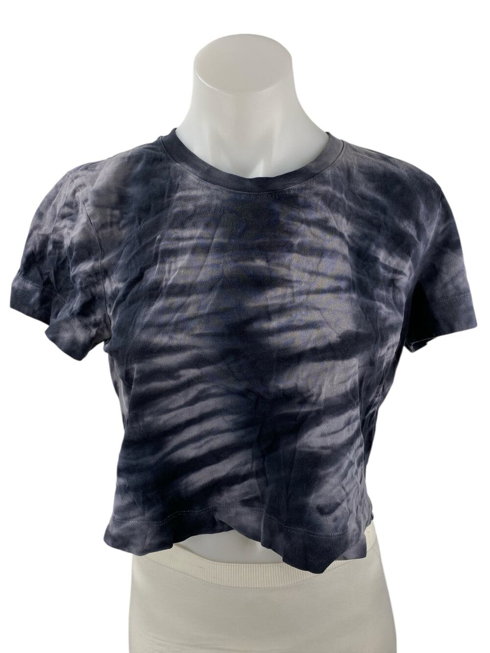 Aritzia Wilfred Free Women's Black Tie Dye Short Sleeve Crop Tee T-shirt Top M